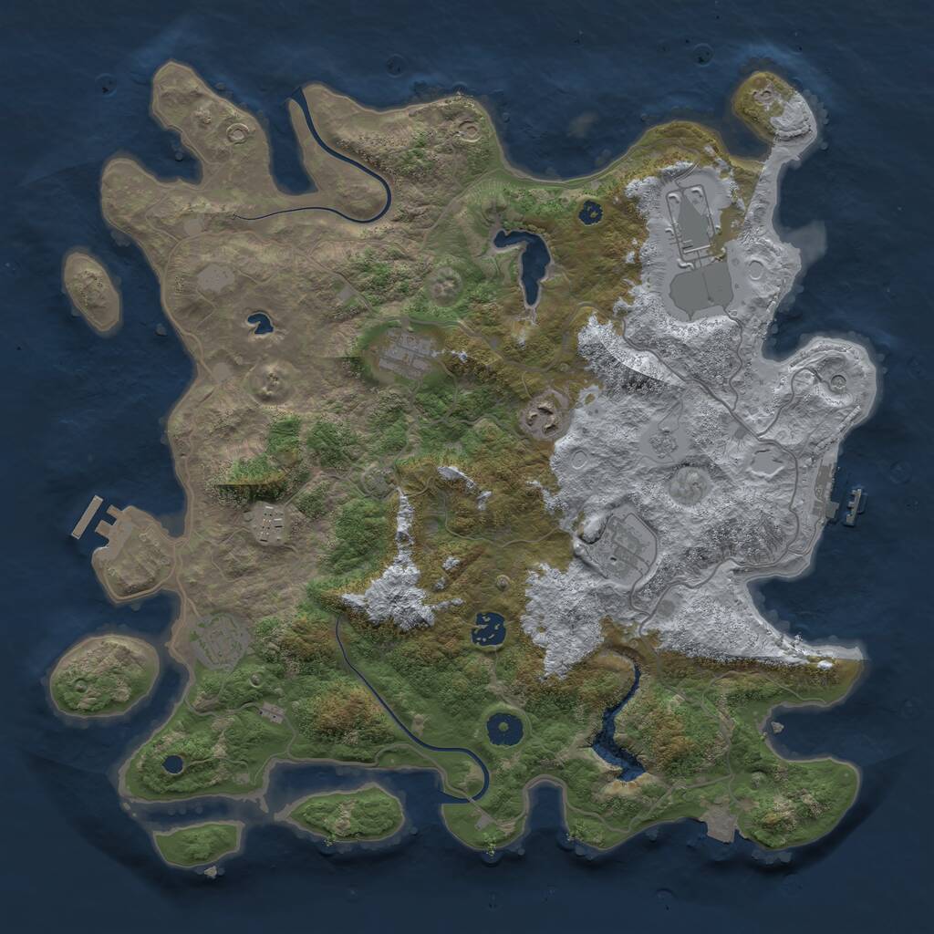 Rust Map: Procedural Map, Size: 4000, Seed: 675476, 13 Monuments