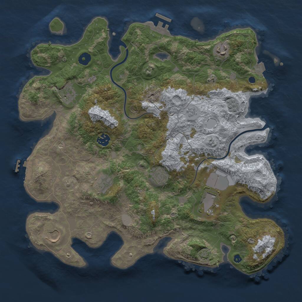 Rust Map: Procedural Map, Size: 3700, Seed: 1669314949, 14 Monuments