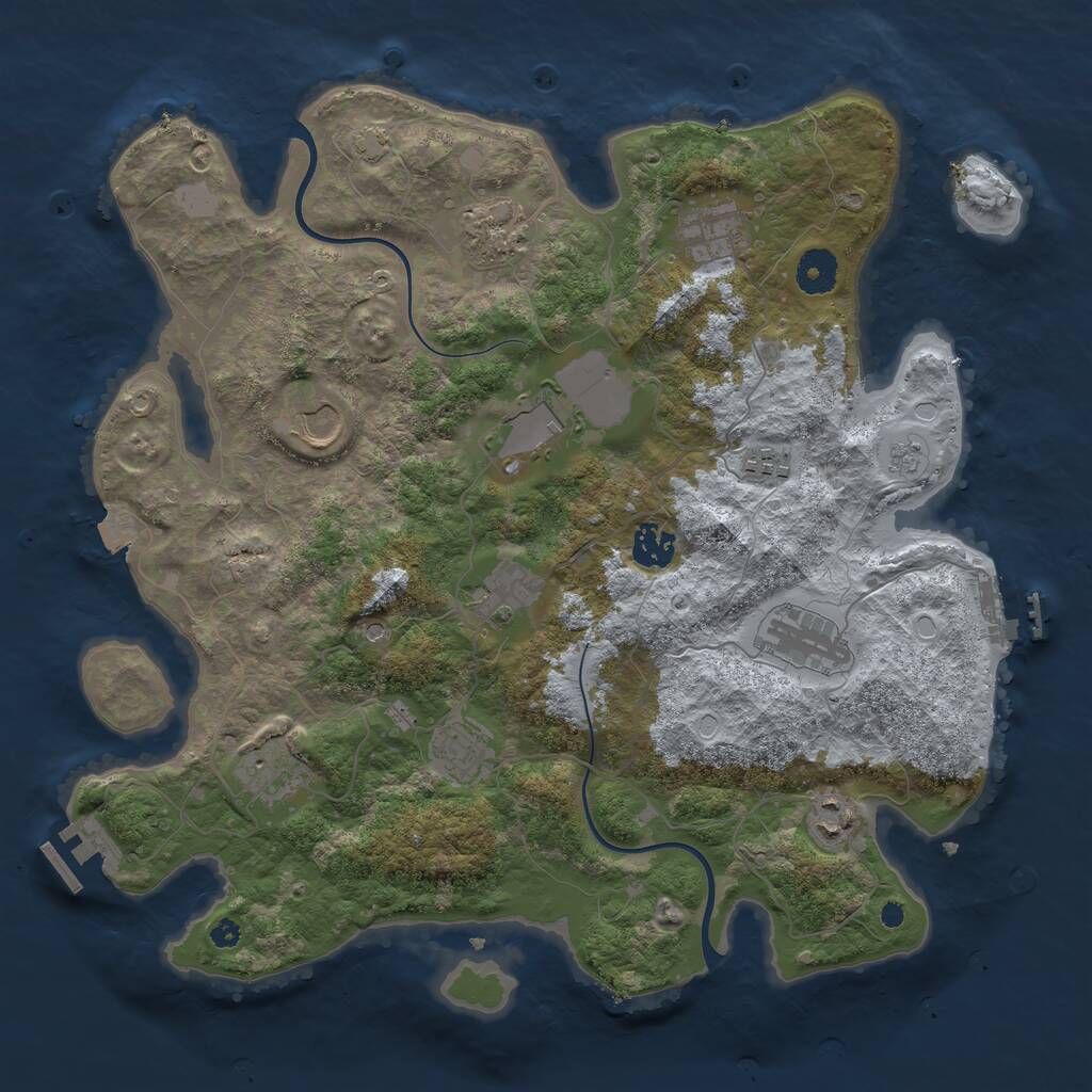 Rust Map: Procedural Map, Size: 3750, Seed: 1604439615, 17 Monuments