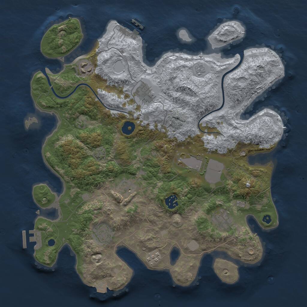 Rust Map: Procedural Map, Size: 3500, Seed: 83472815, 13 Monuments