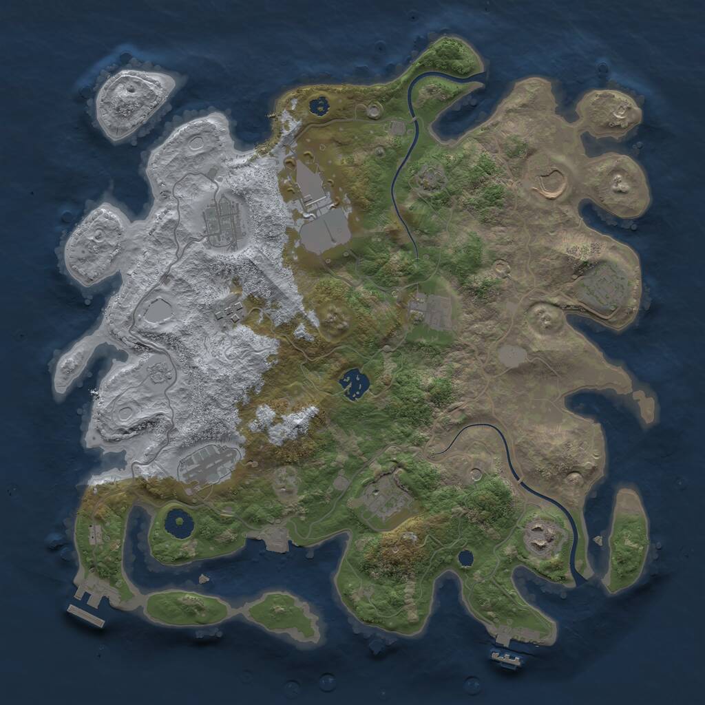 Rust Map: Procedural Map, Size: 3650, Seed: 1816155656, 16 Monuments