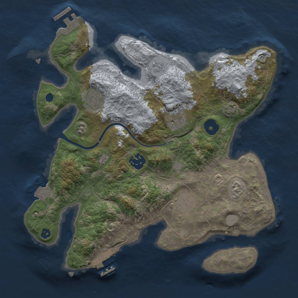 Rust Map: Procedural Map, Size: 3000, Seed: 958209411, 9 Monuments