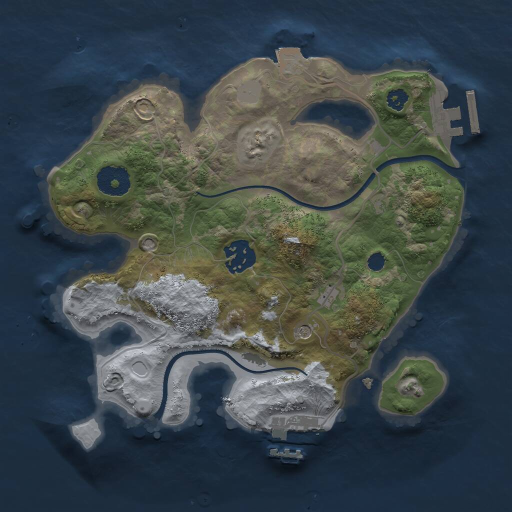 Rust Map: Procedural Map, Size: 2400, Seed: 5552, 5 Monuments