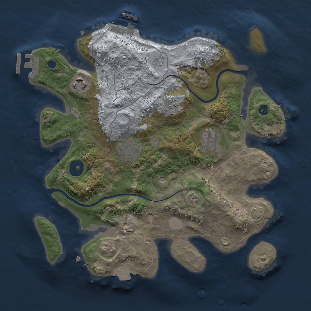 Rust Map: Procedural Map, Size: 3000, Seed: 323892806, 10 Monuments