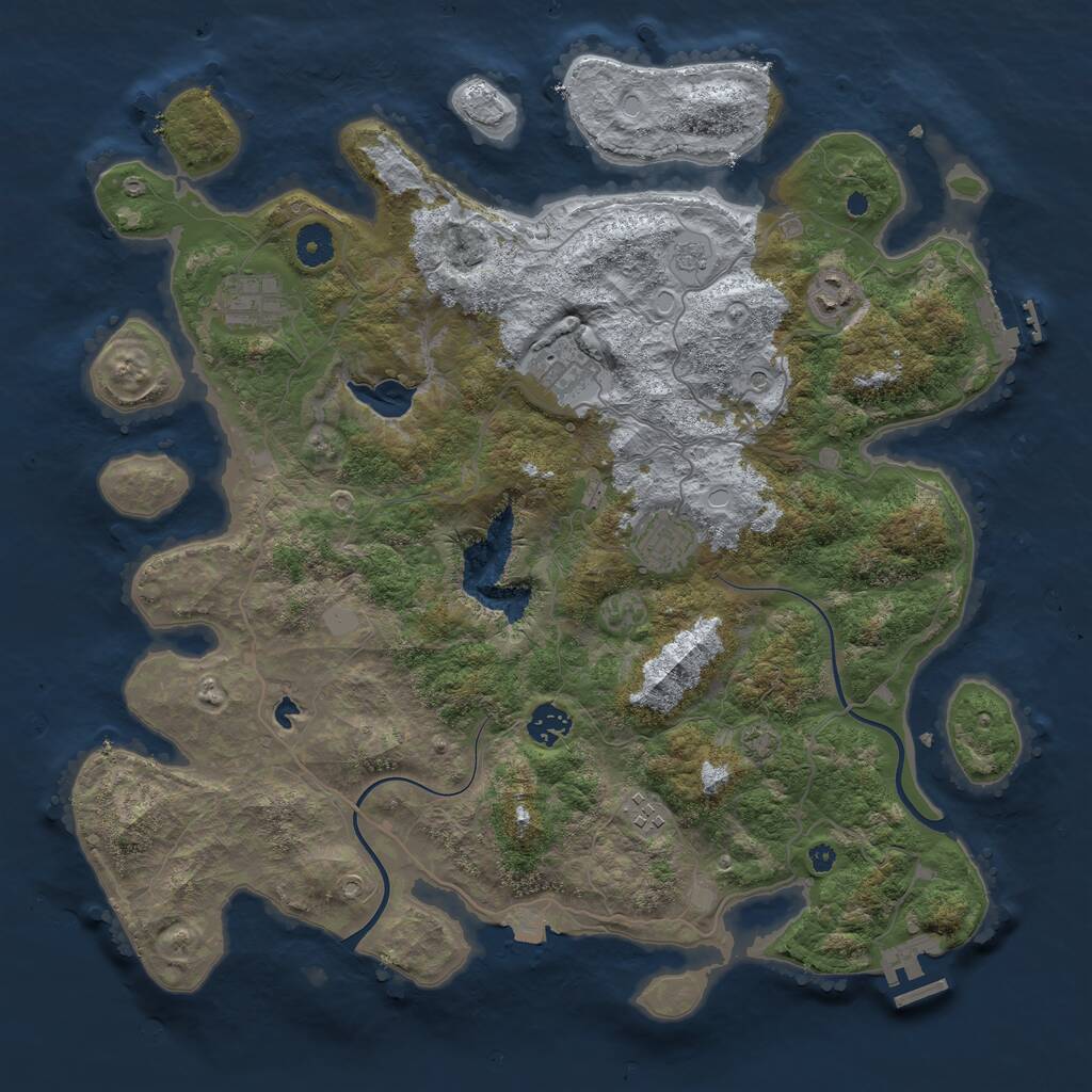 Rust Map: Procedural Map, Size: 4000, Seed: 2133761066, 12 Monuments