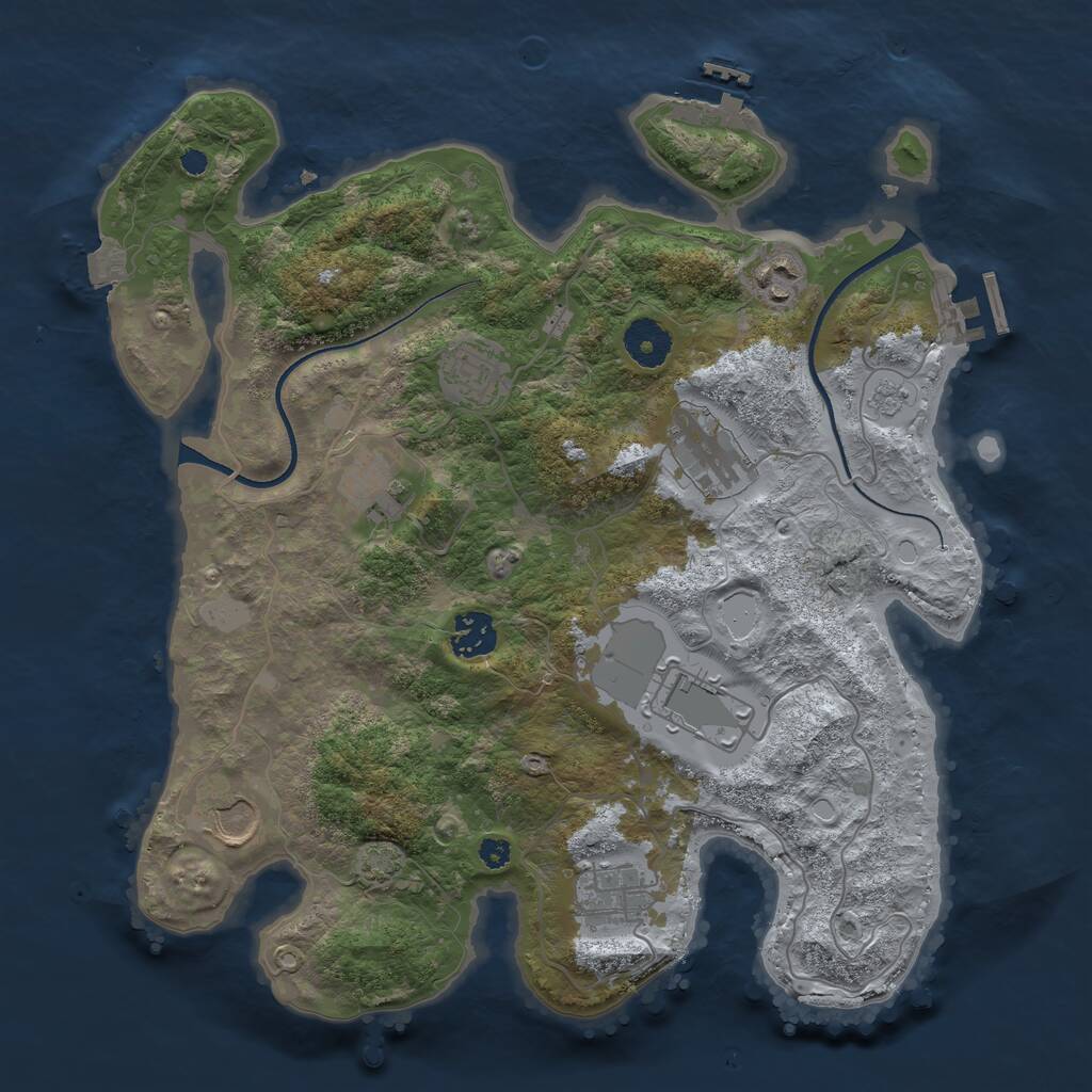 Rust Map: Procedural Map, Size: 3500, Seed: 1649177855, 13 Monuments