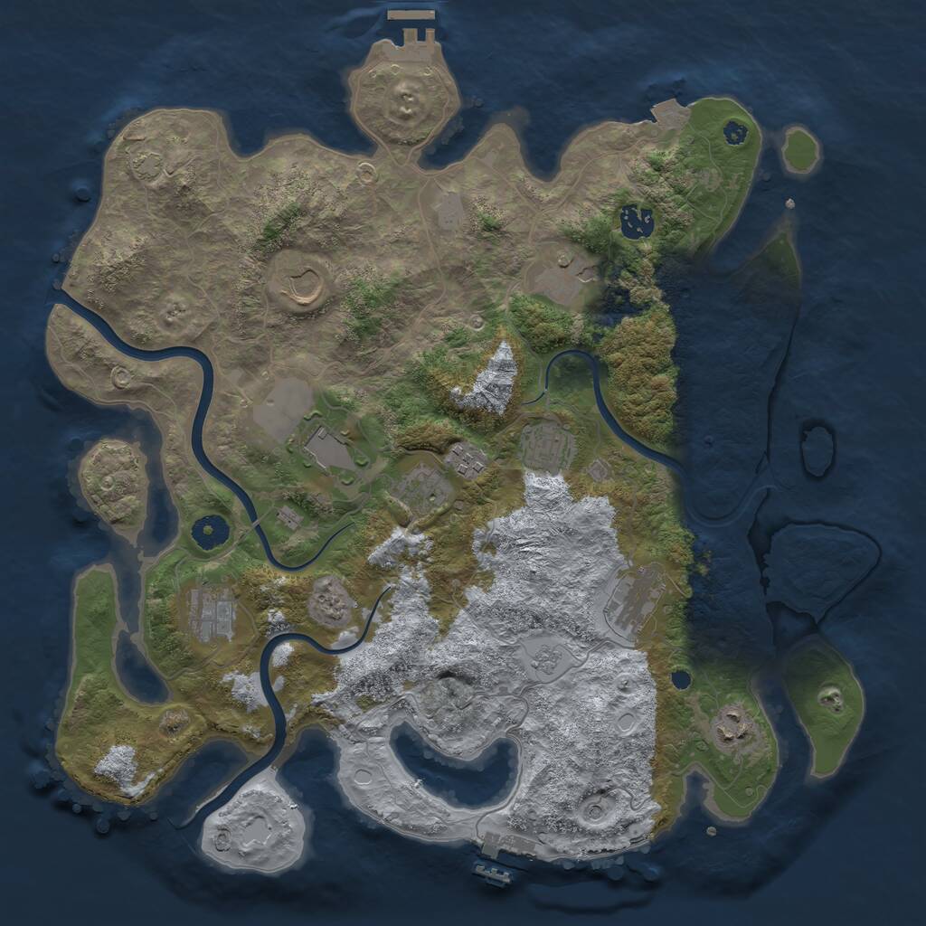 Rust Map: Procedural Map, Size: 3950, Seed: 14388, 16 Monuments