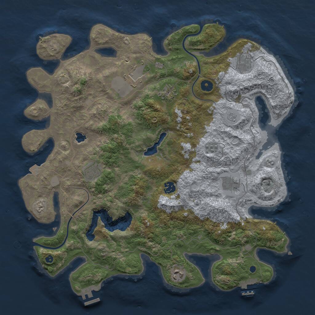 Rust Map: Procedural Map, Size: 4000, Seed: 232781801, 13 Monuments