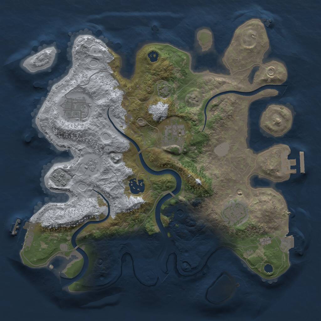 Rust Map: Procedural Map, Size: 3000, Seed: 1004147563, 11 Monuments