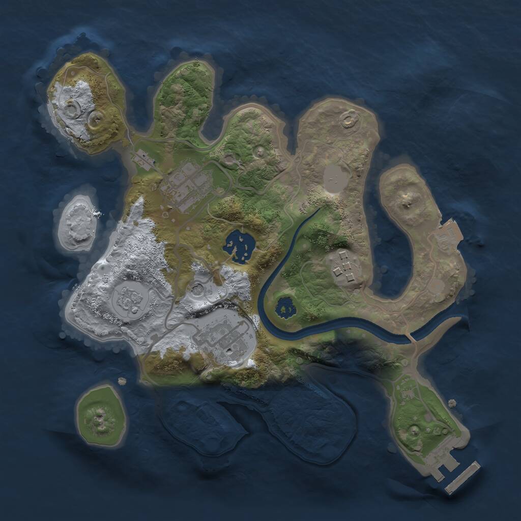 Rust Map: Procedural Map, Size: 2500, Seed: 519728, 8 Monuments