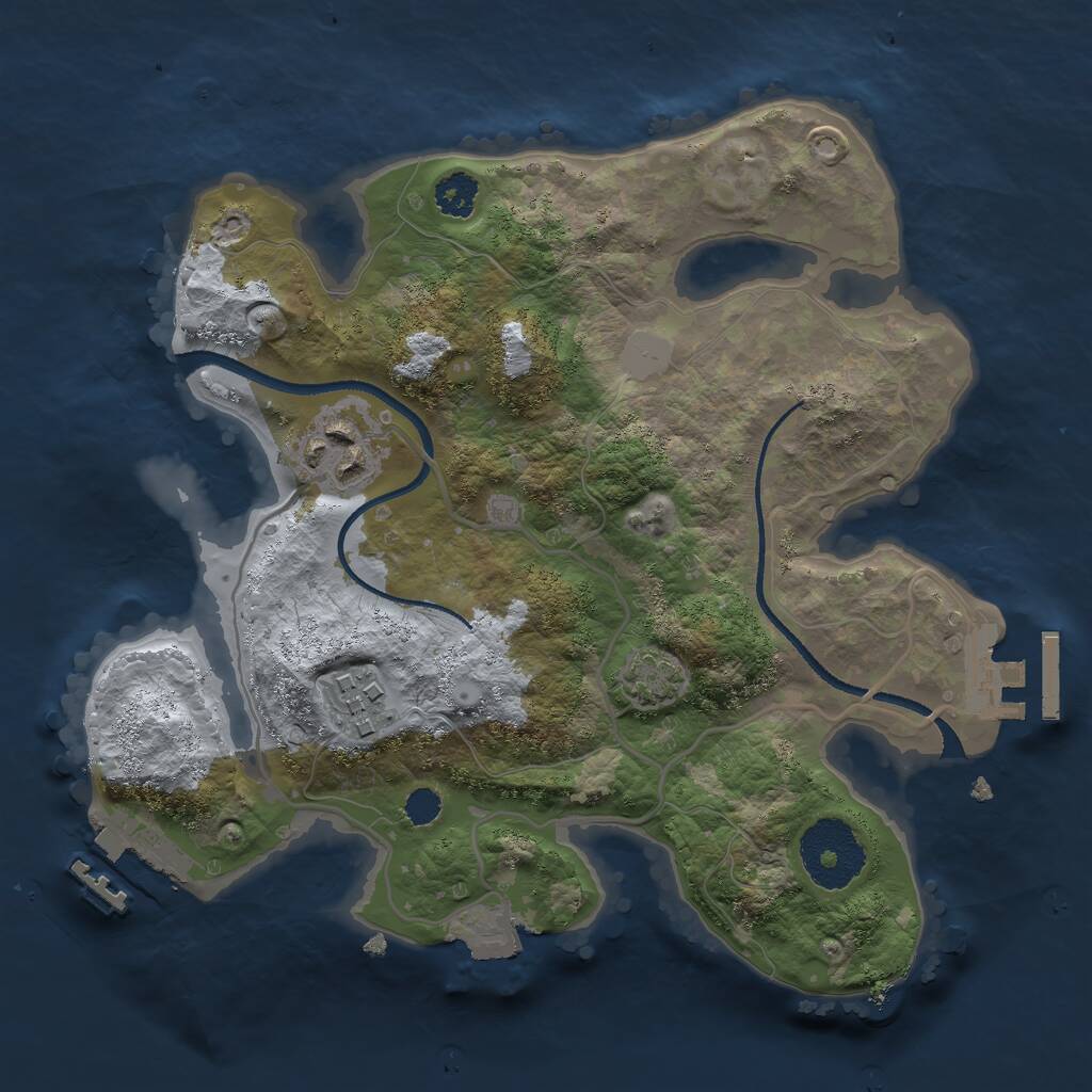 Rust Map: Procedural Map, Size: 2500, Seed: 784623, 6 Monuments