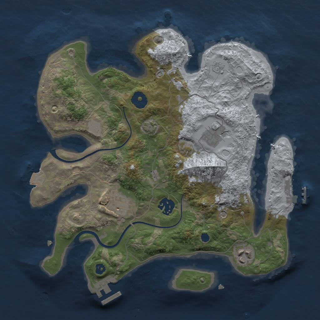 Rust Map: Procedural Map, Size: 3000, Seed: 617881, 10 Monuments