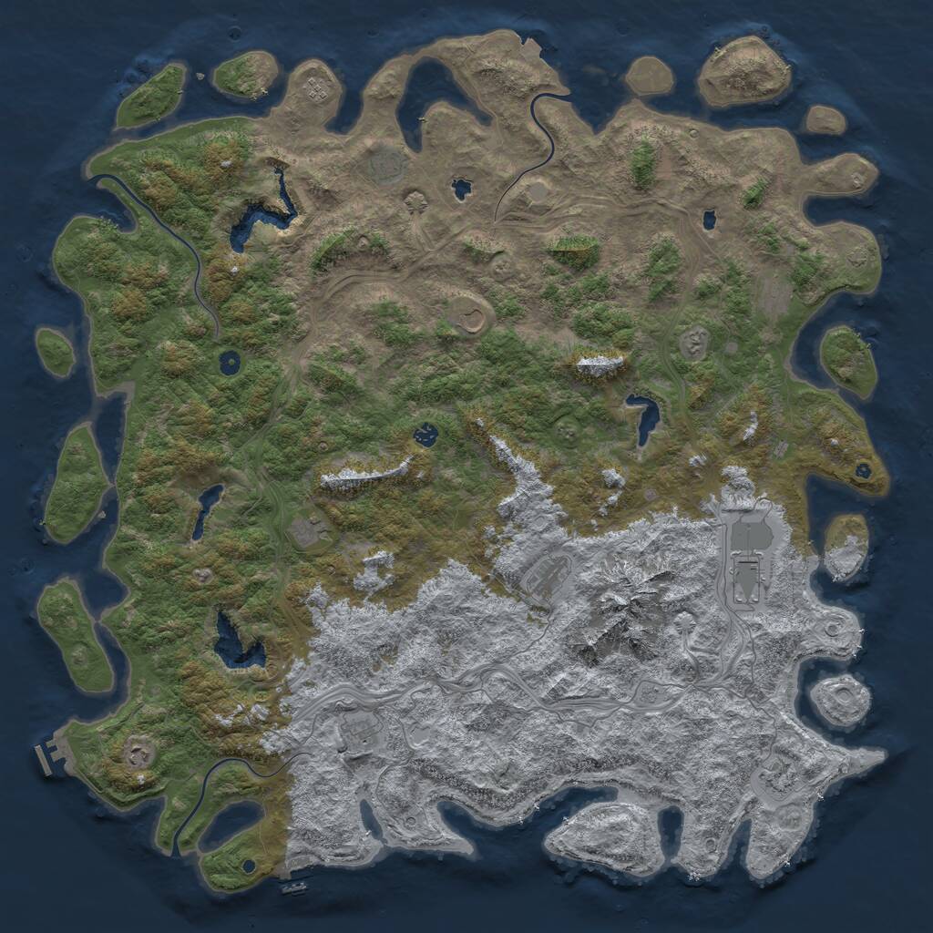 Rust Map: Procedural Map, Size: 6000, Seed: 53652, 17 Monuments