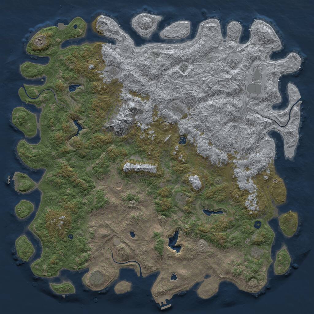 Rust Map: Procedural Map, Size: 6000, Seed: 672315, 17 Monuments