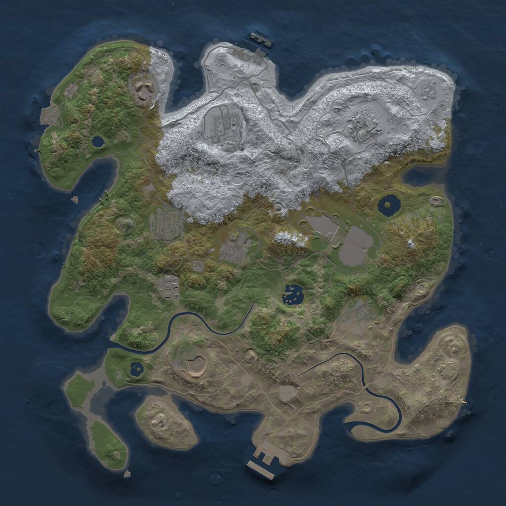 Rust Map: Procedural Map, Size: 3500, Seed: 769472474, 15 Monuments