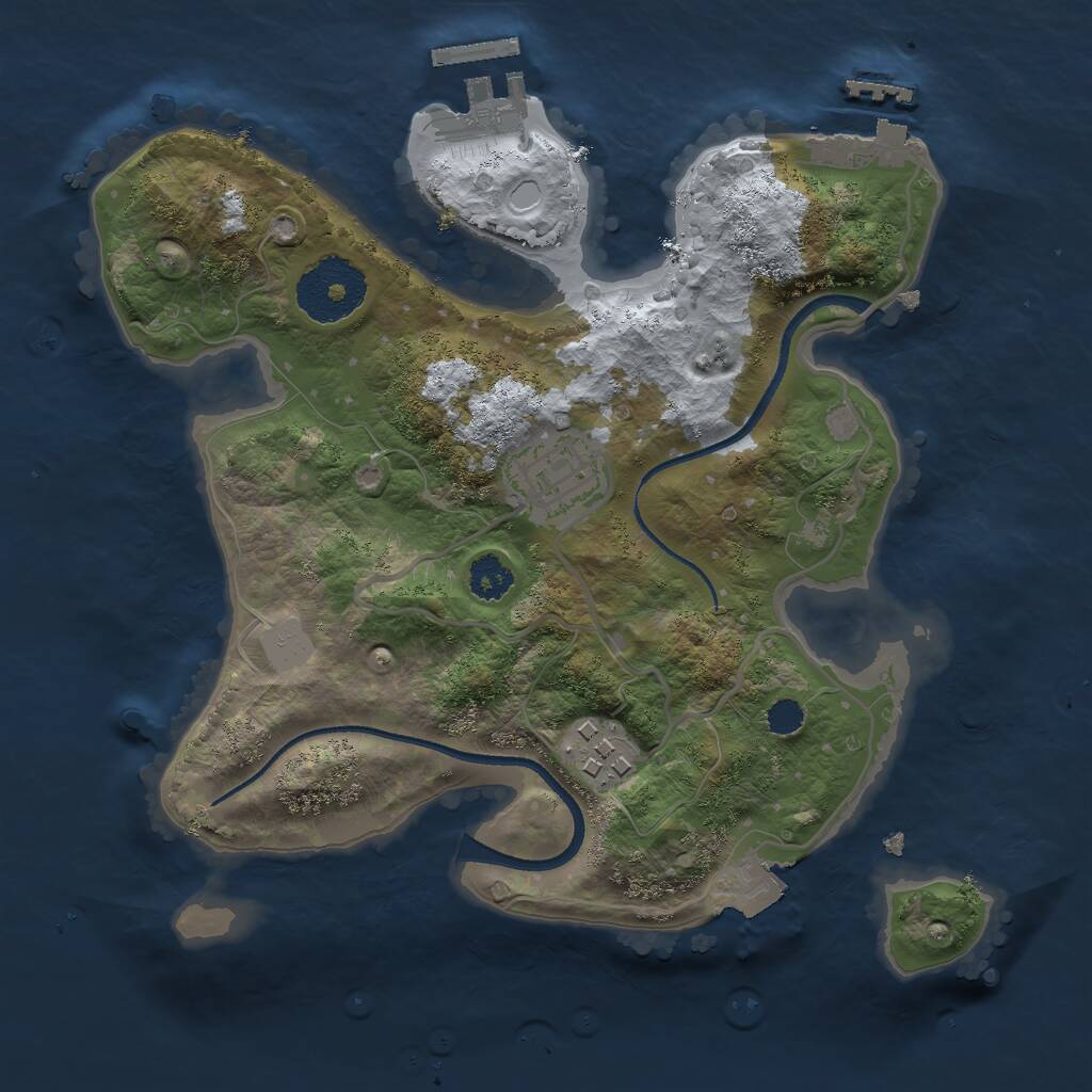 Rust Map: Procedural Map, Size: 2500, Seed: 17028772, 5 Monuments