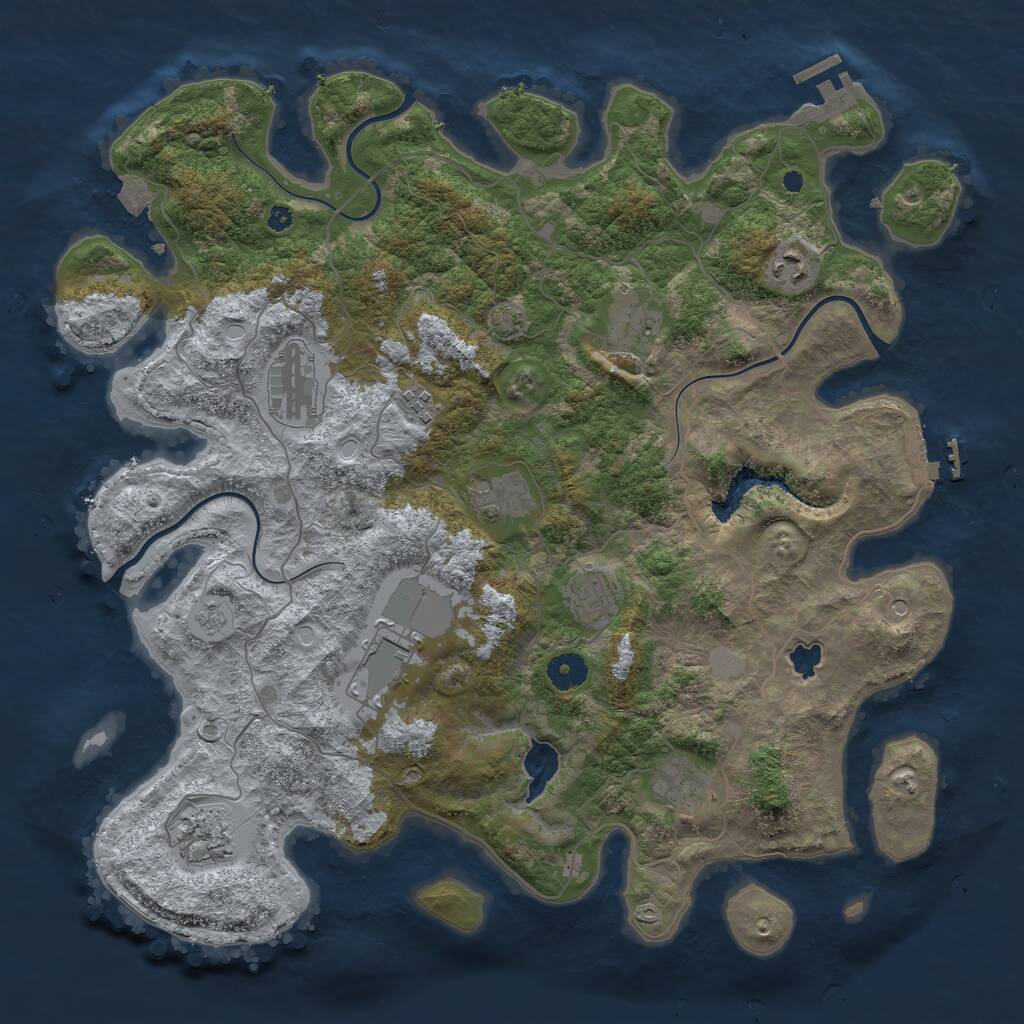 Rust Map: Procedural Map, Size: 4050, Seed: 1141334928, 15 Monuments