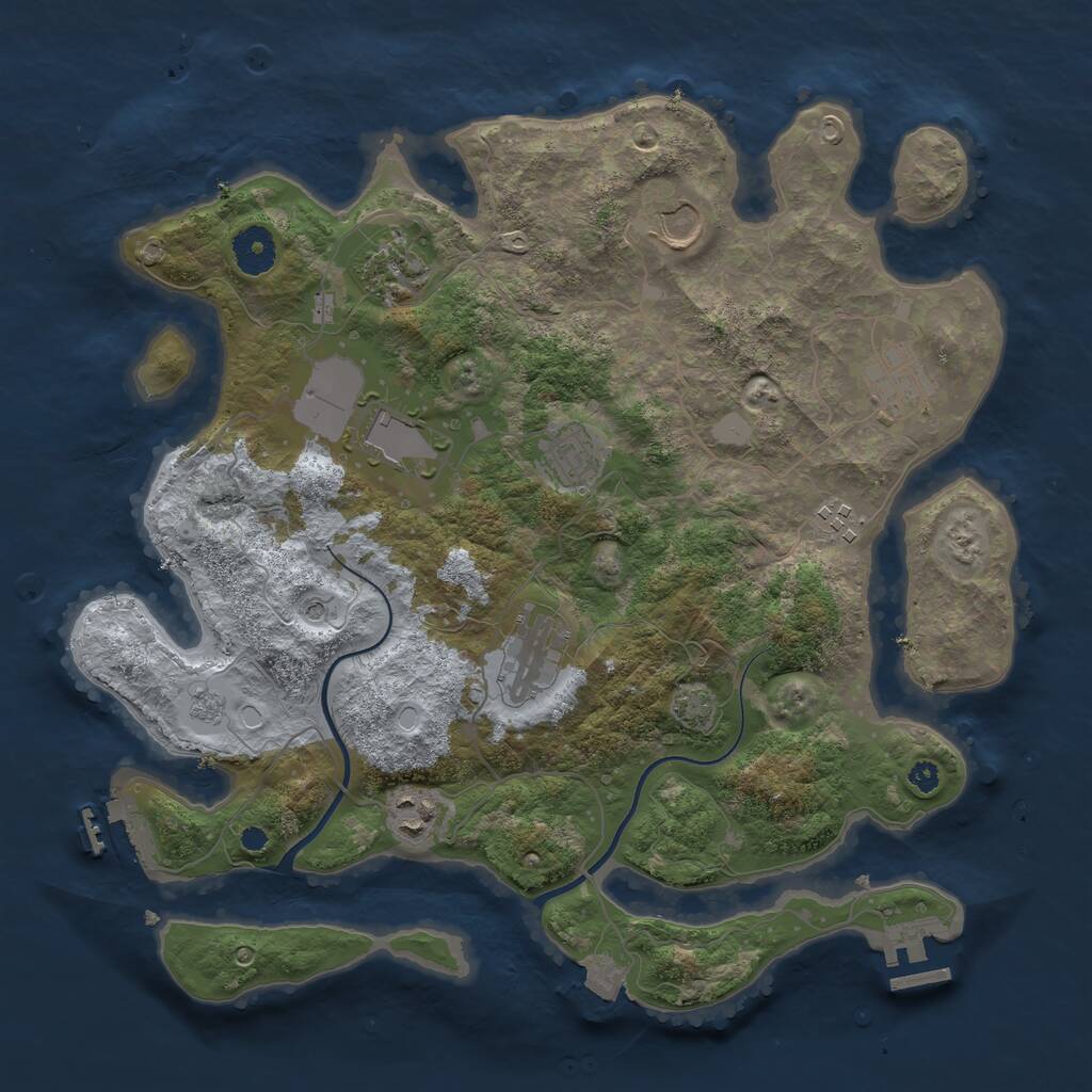 Rust Map: Procedural Map, Size: 3600, Seed: 21401, 14 Monuments