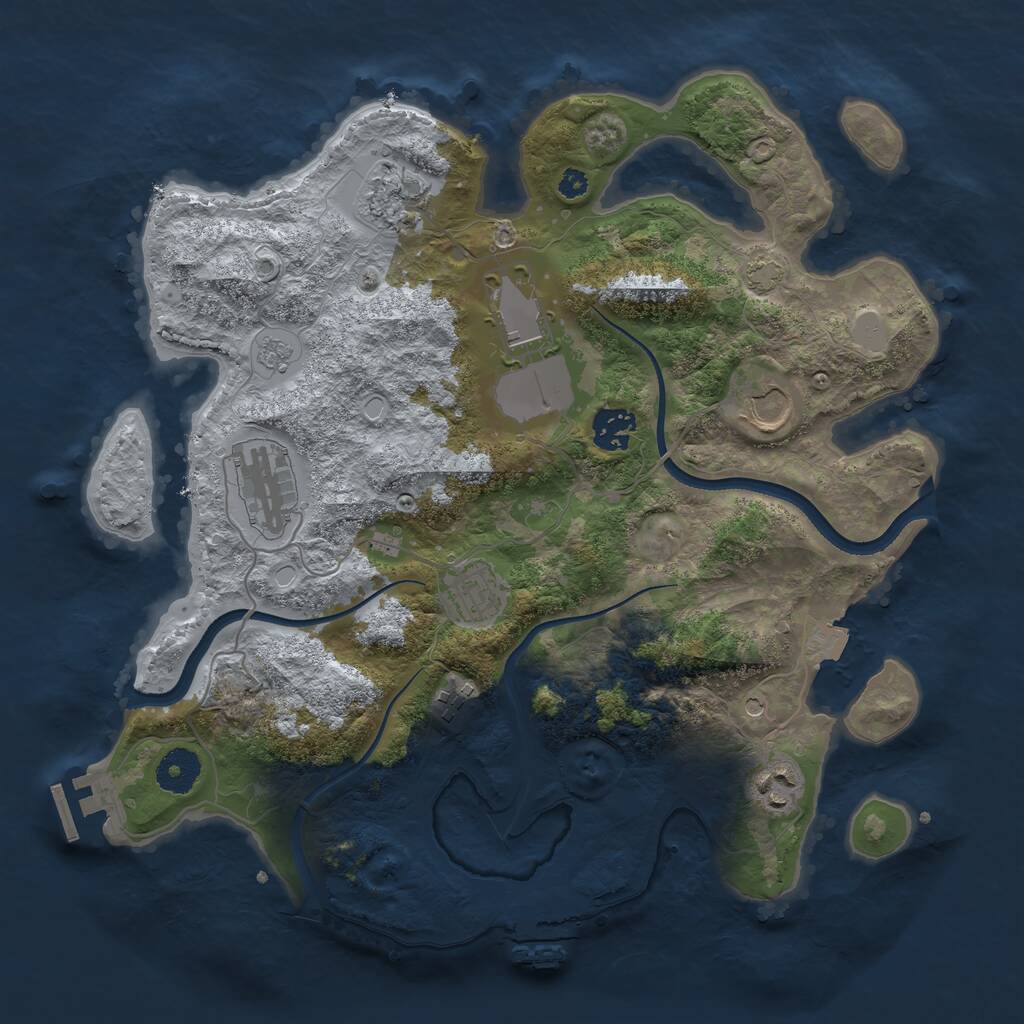 Rust Map: Procedural Map, Size: 3500, Seed: 4671823, 14 Monuments