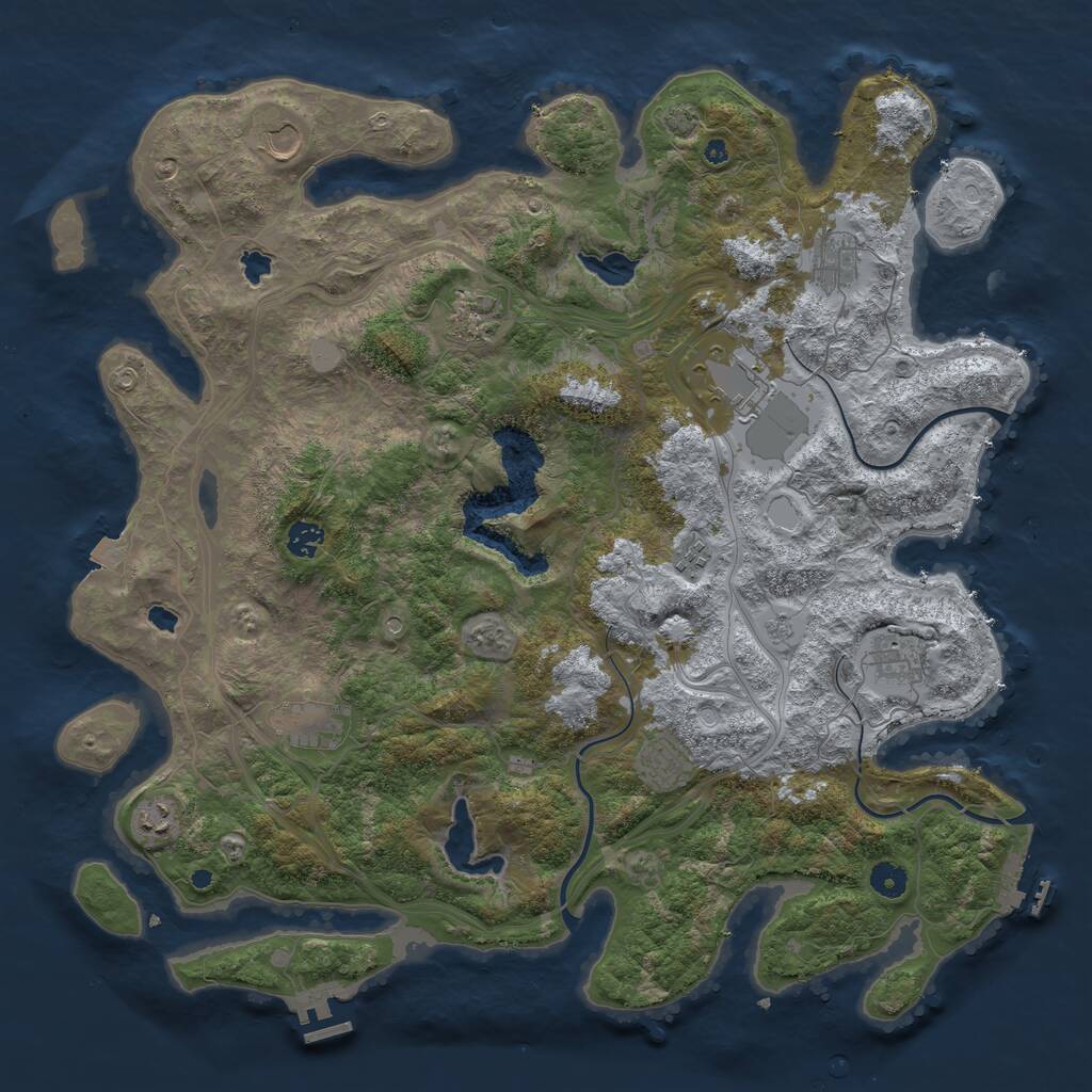Rust Map: Procedural Map, Size: 4500, Seed: 90703889, 16 Monuments