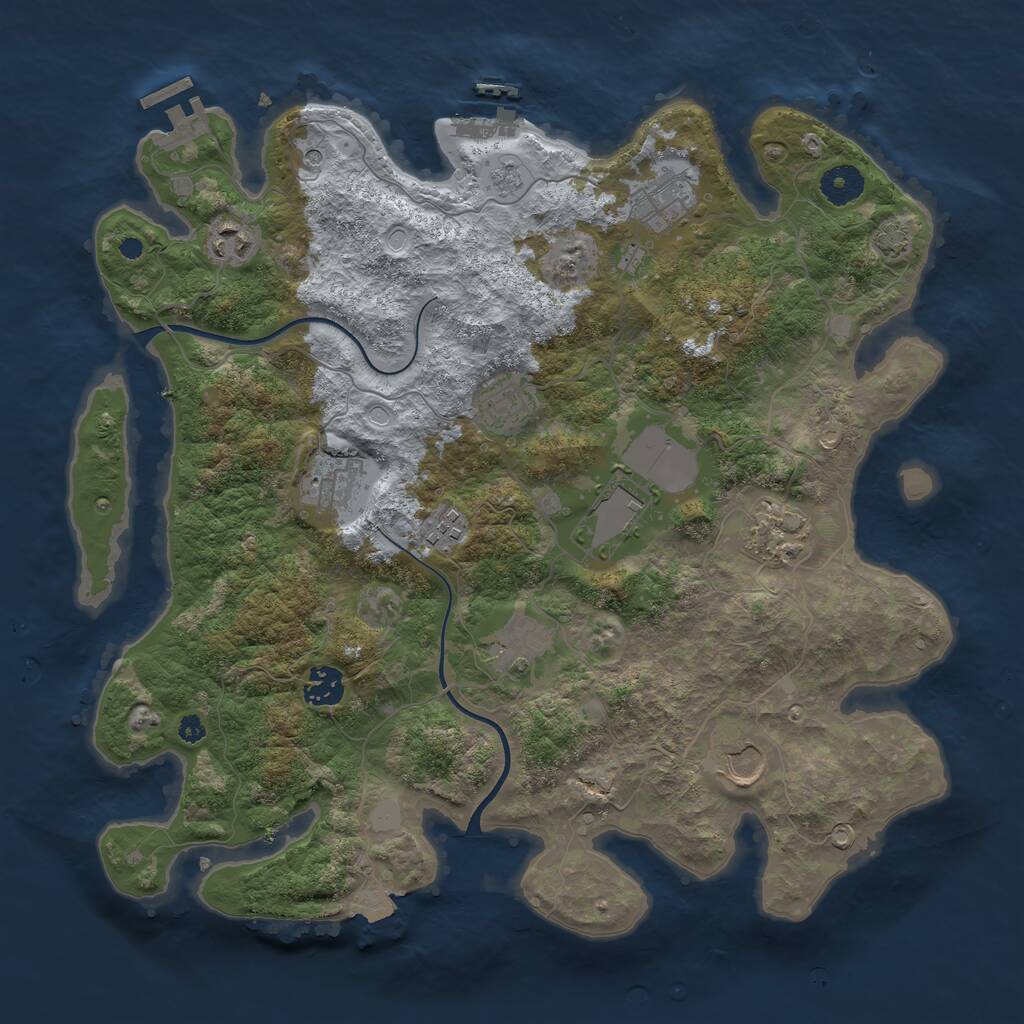 Rust Map: Procedural Map, Size: 3750, Seed: 1281163915, 16 Monuments