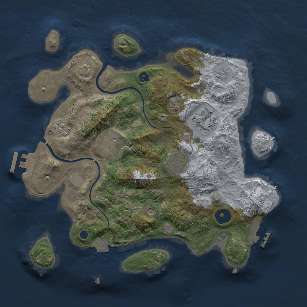 Rust Map: Procedural Map, Size: 3000, Seed: 678473945, 10 Monuments