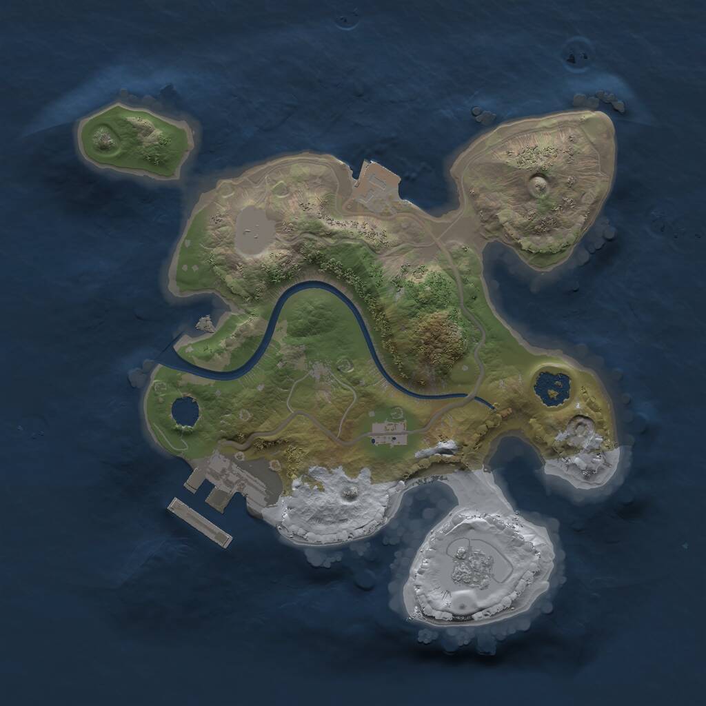 Rust Map: Procedural Map, Size: 2000, Seed: 48517, 3 Monuments