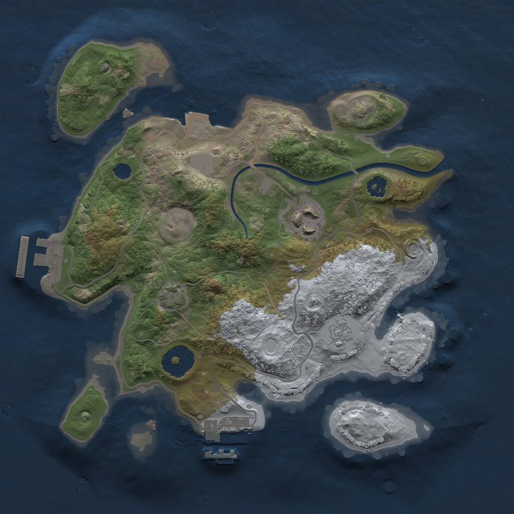 Rust Map: Procedural Map, Size: 2500, Seed: 9142536, 6 Monuments
