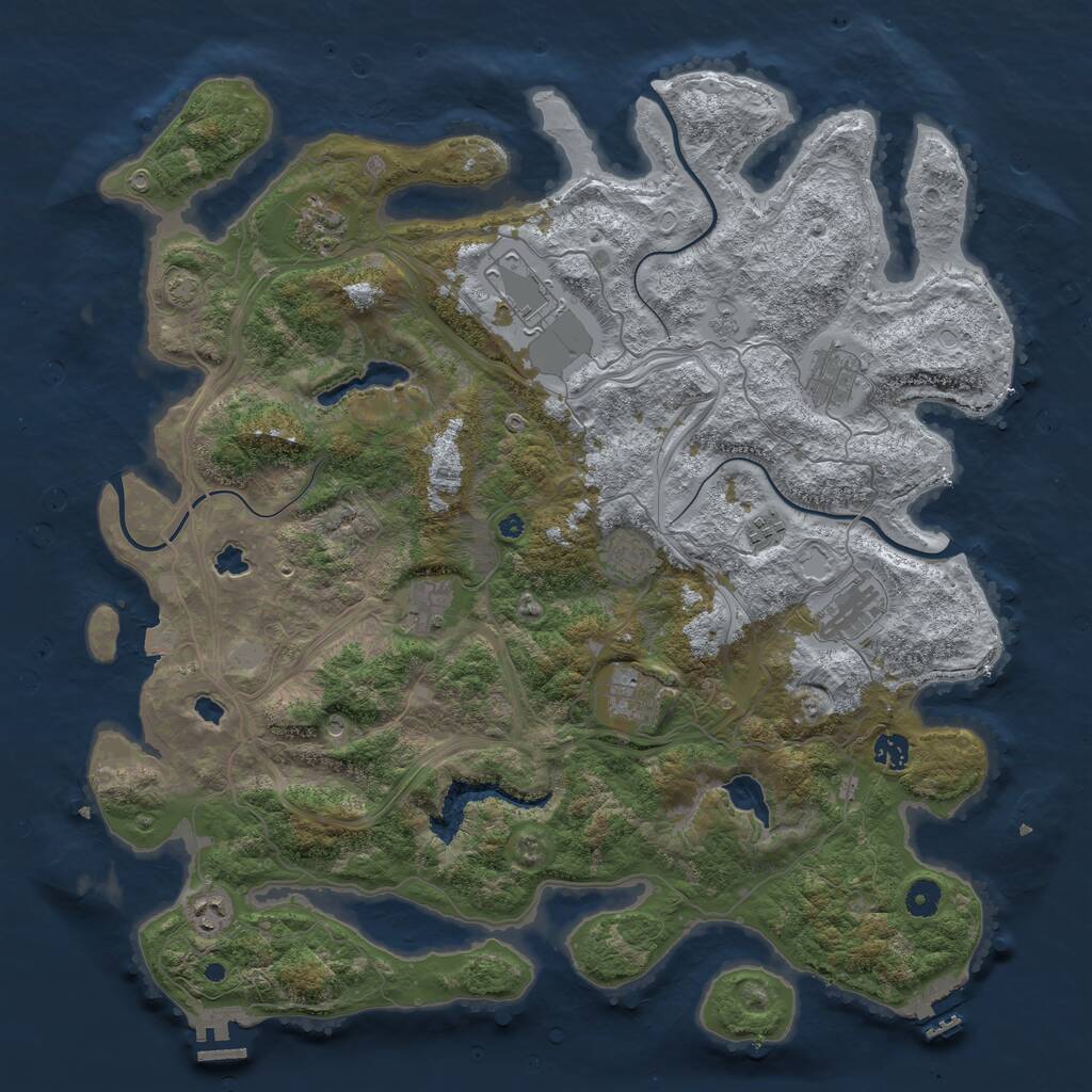 Rust Map: Procedural Map, Size: 4500, Seed: 1187657729, 16 Monuments