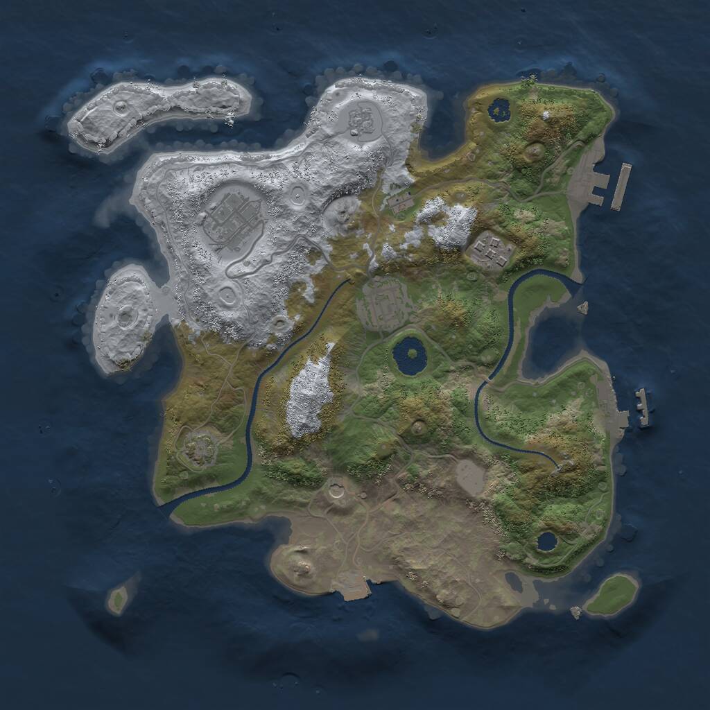 Rust Map: Procedural Map, Size: 3000, Seed: 741753779, 9 Monuments