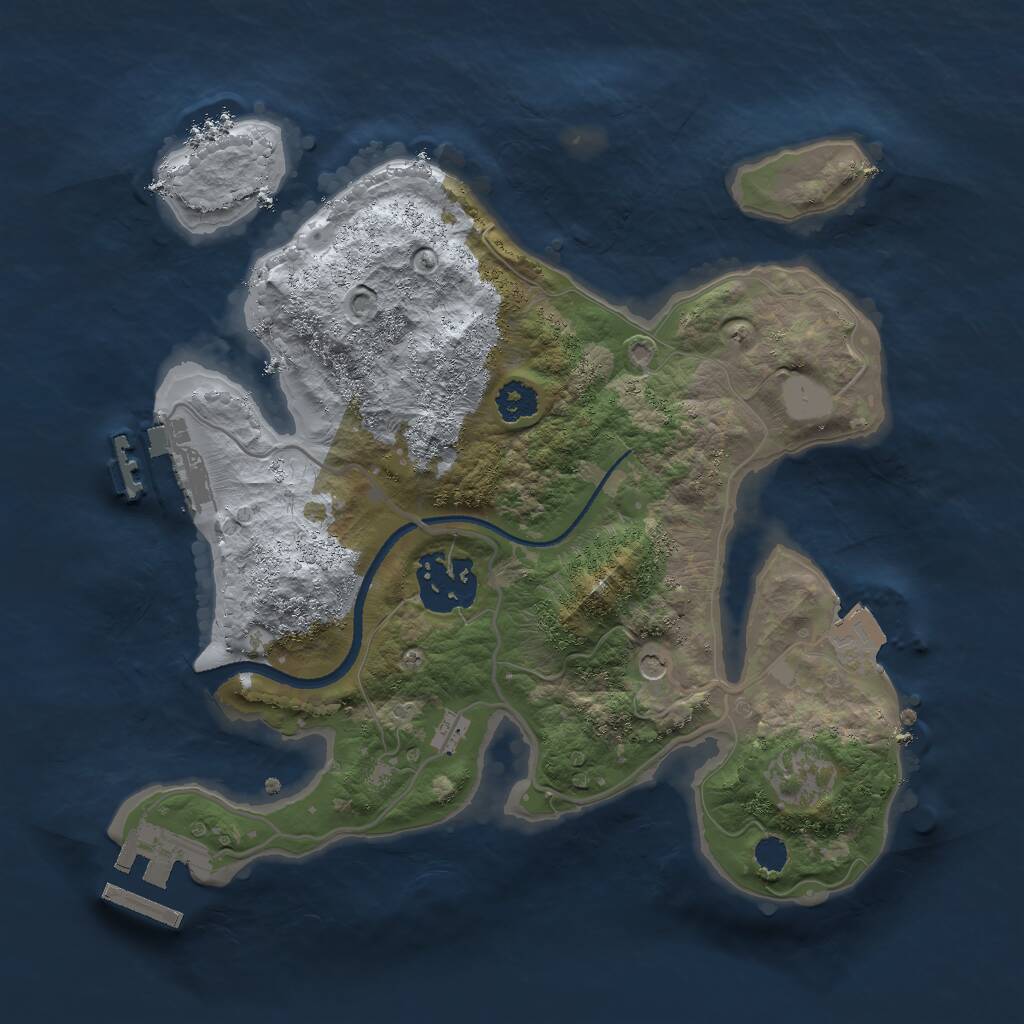 Rust Map: Procedural Map, Size: 2500, Seed: 612351, 5 Monuments