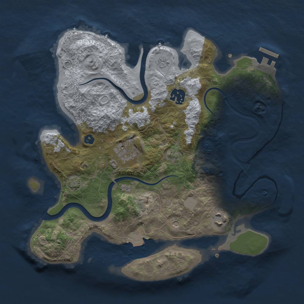 Rust Map: Procedural Map, Size: 3000, Seed: 74349, 9 Monuments
