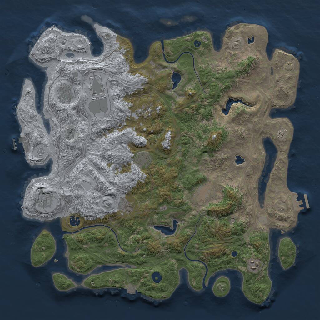 Rust Map: Procedural Map, Size: 4500, Seed: 332423935, 16 Monuments