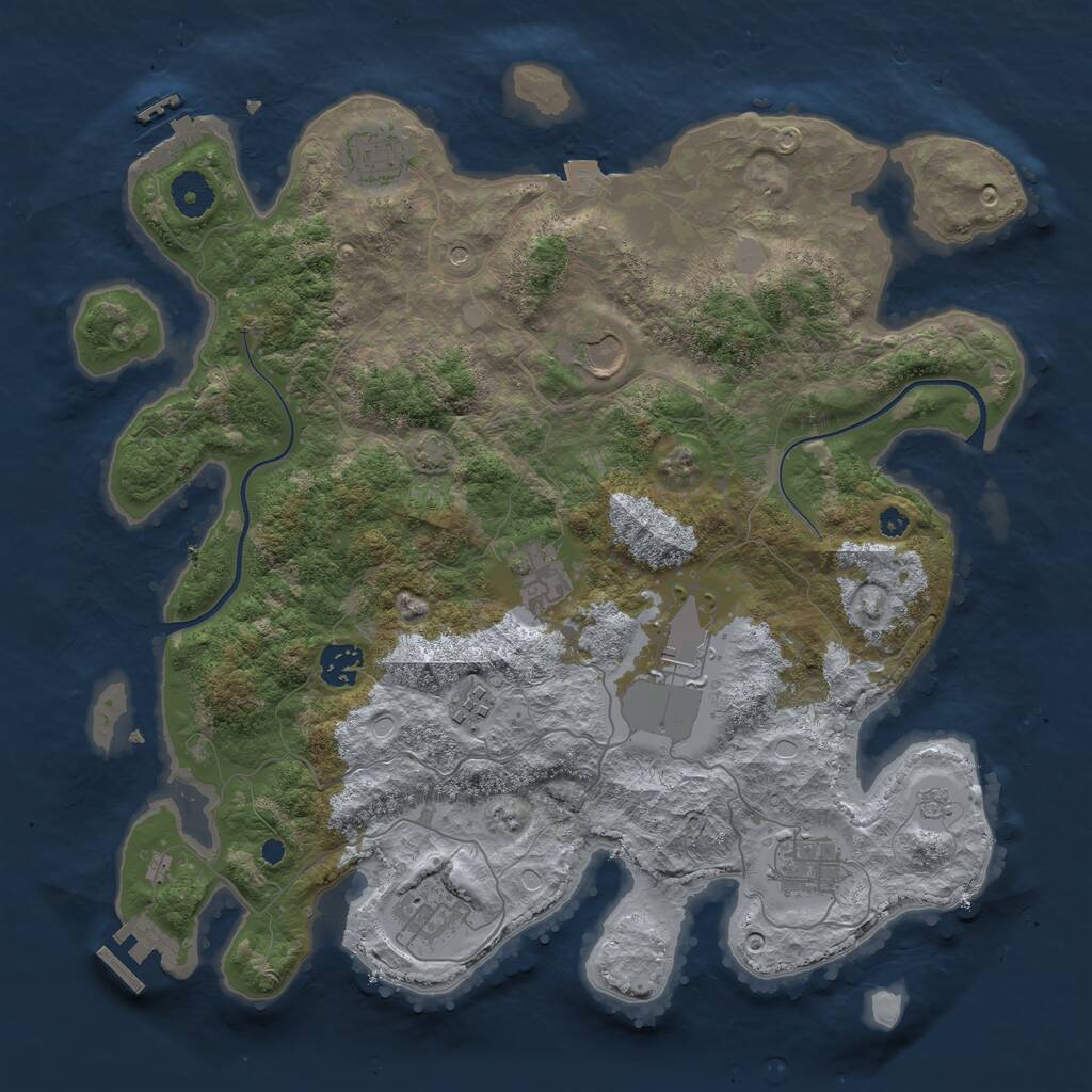 Rust Map: Procedural Map, Size: 3750, Seed: 1395369088, 14 Monuments