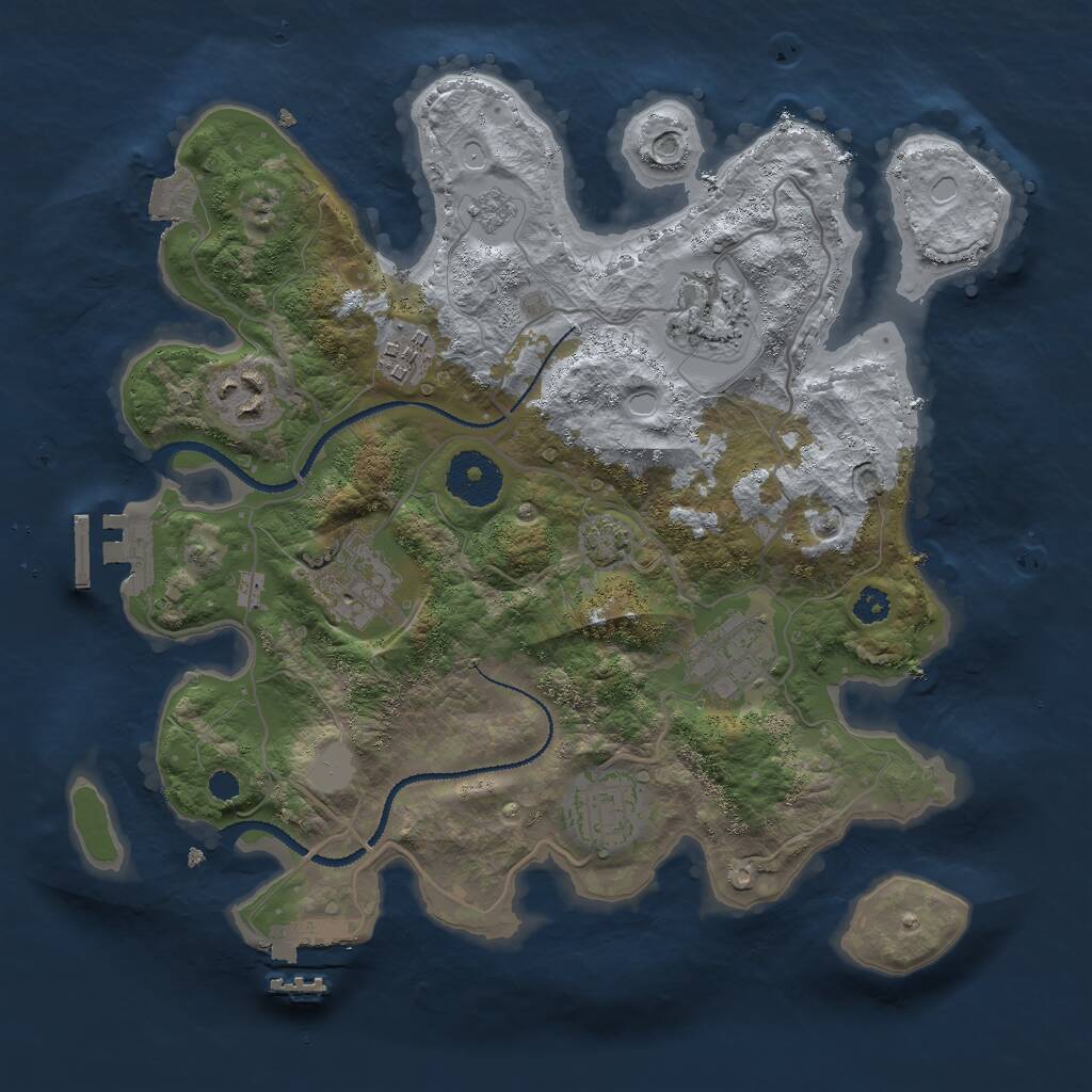 Rust Map: Procedural Map, Size: 3000, Seed: 1705901044, 11 Monuments