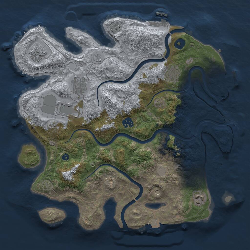 Rust Map: Procedural Map, Size: 3500, Seed: 502798057, 13 Monuments