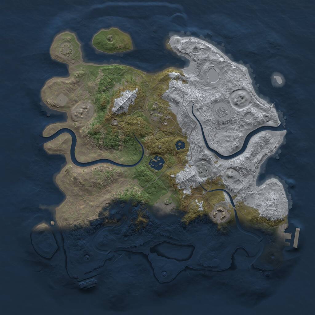 Rust Map: Procedural Map, Size: 3250, Seed: 117715991, 11 Monuments