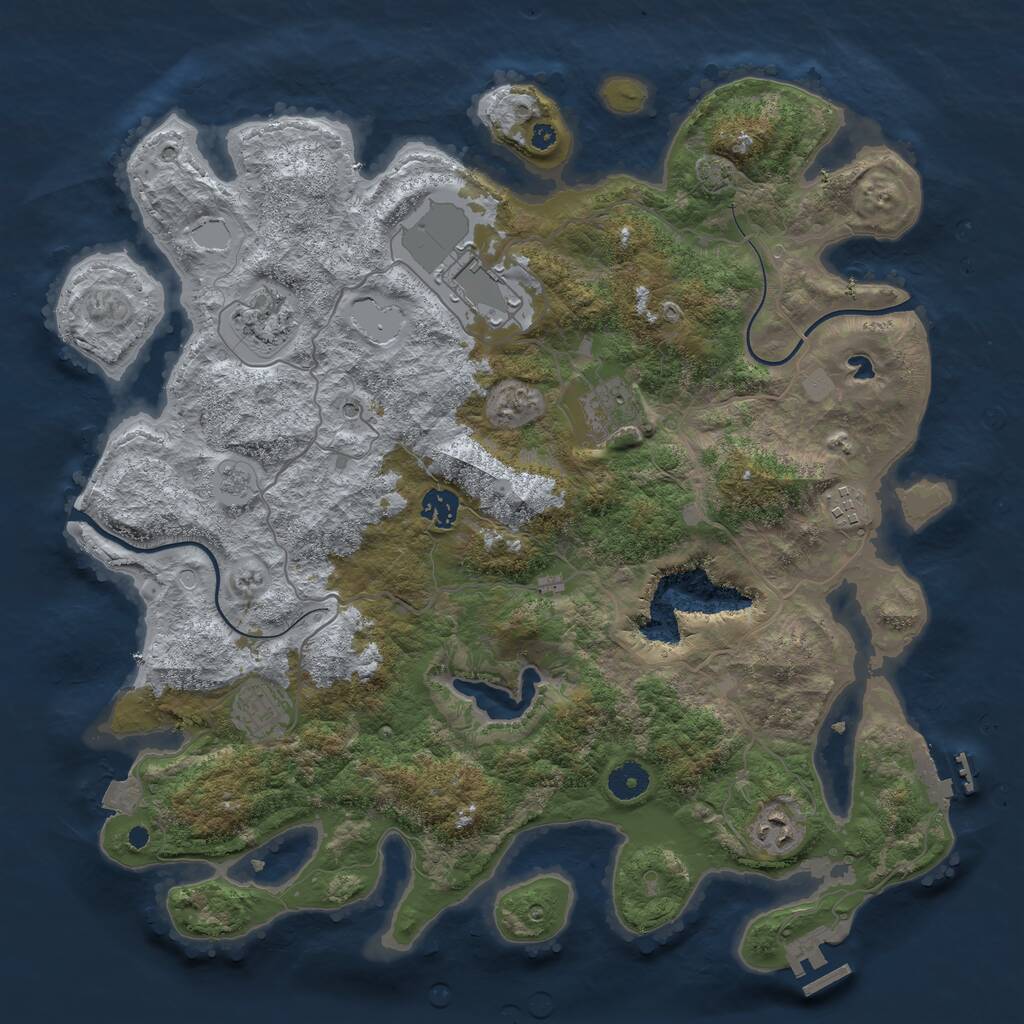 Rust Map: Procedural Map, Size: 4000, Seed: 1147515880, 13 Monuments