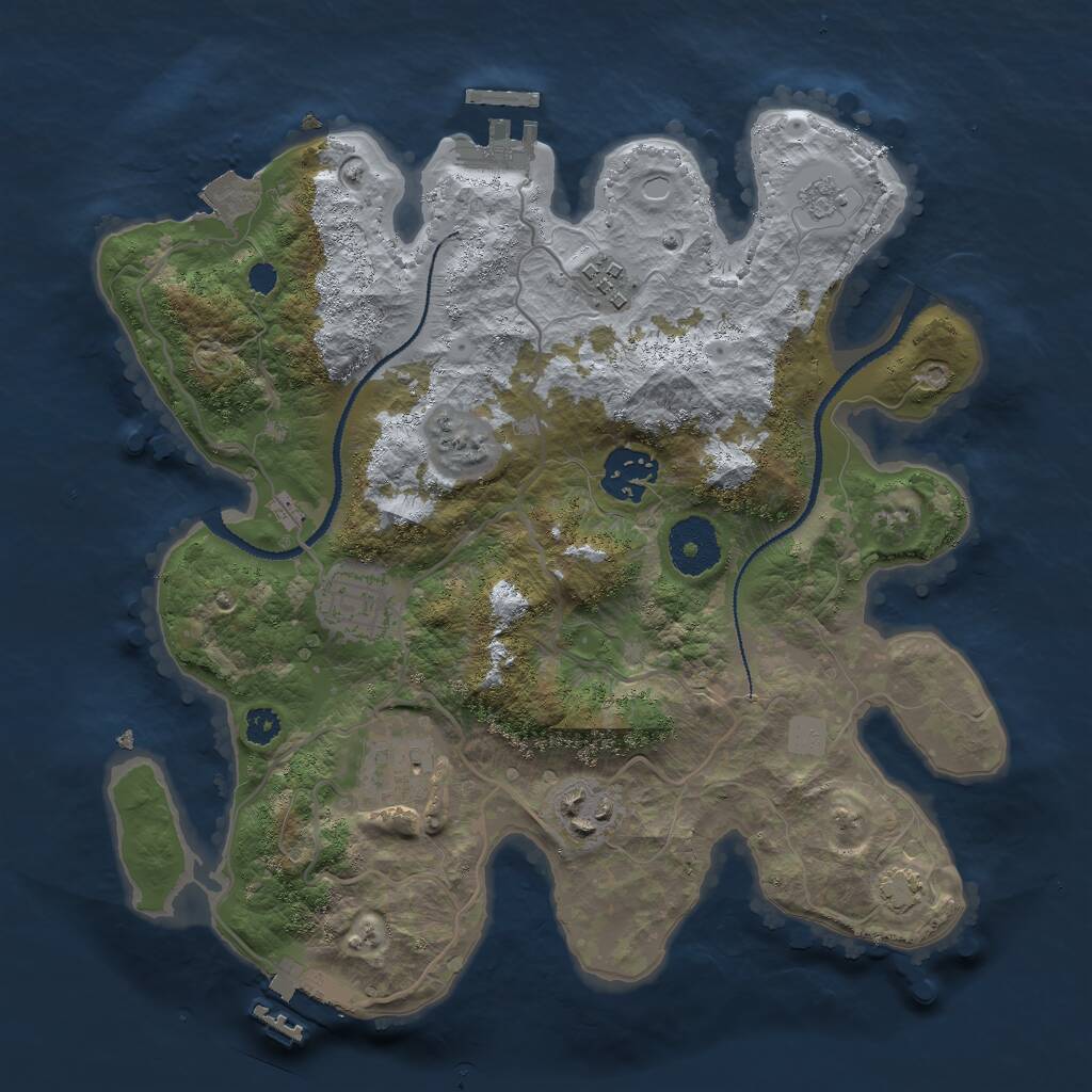 Rust Map: Procedural Map, Size: 3000, Seed: 1668908515, 10 Monuments
