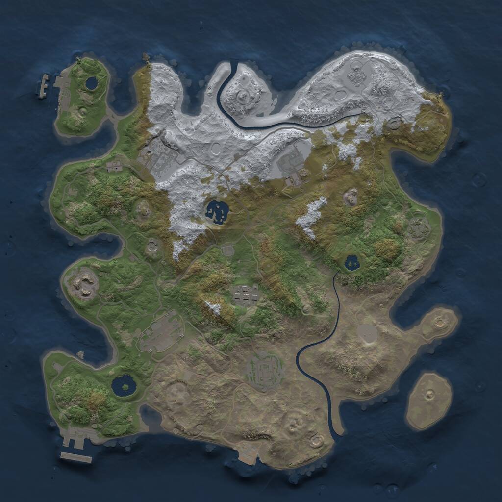 Rust Map: Procedural Map, Size: 3250, Seed: 1270192911, 13 Monuments