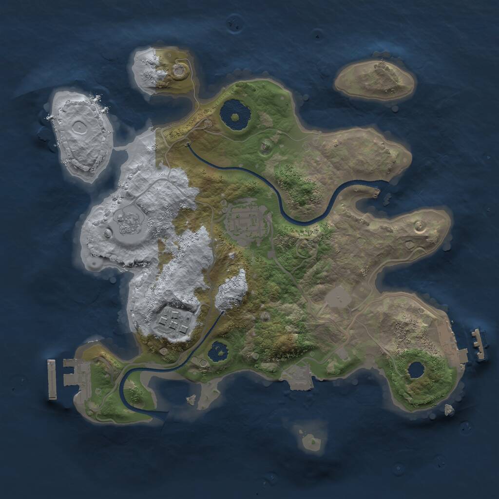 Rust Map: Procedural Map, Size: 2500, Seed: 1829216225, 6 Monuments