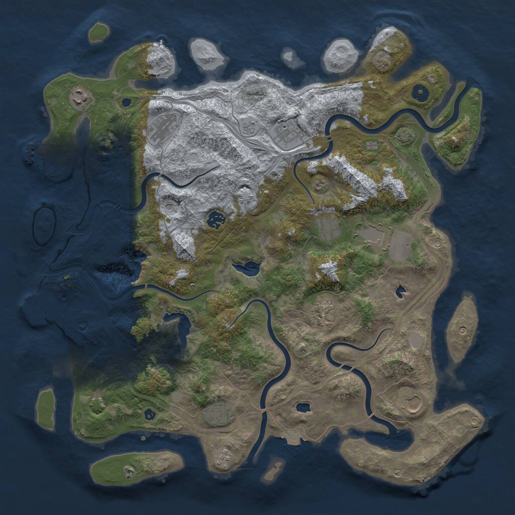 Rust Map: Procedural Map, Size: 4500, Seed: 1764942370, 16 Monuments