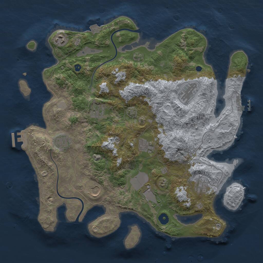 Rust Map: Procedural Map, Size: 3750, Seed: 1188770352, 14 Monuments