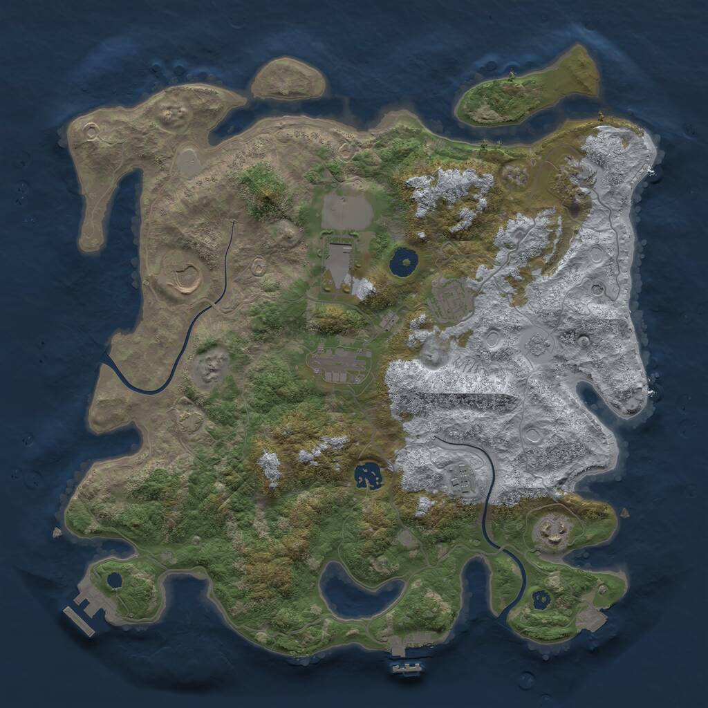 Rust Map: Procedural Map, Size: 3750, Seed: 234289630, 14 Monuments