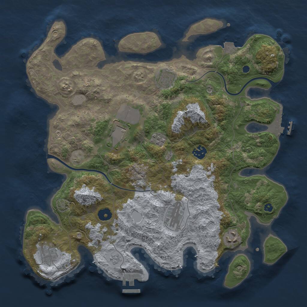 Rust Map: Procedural Map, Size: 3500, Seed: 1832649530, 13 Monuments
