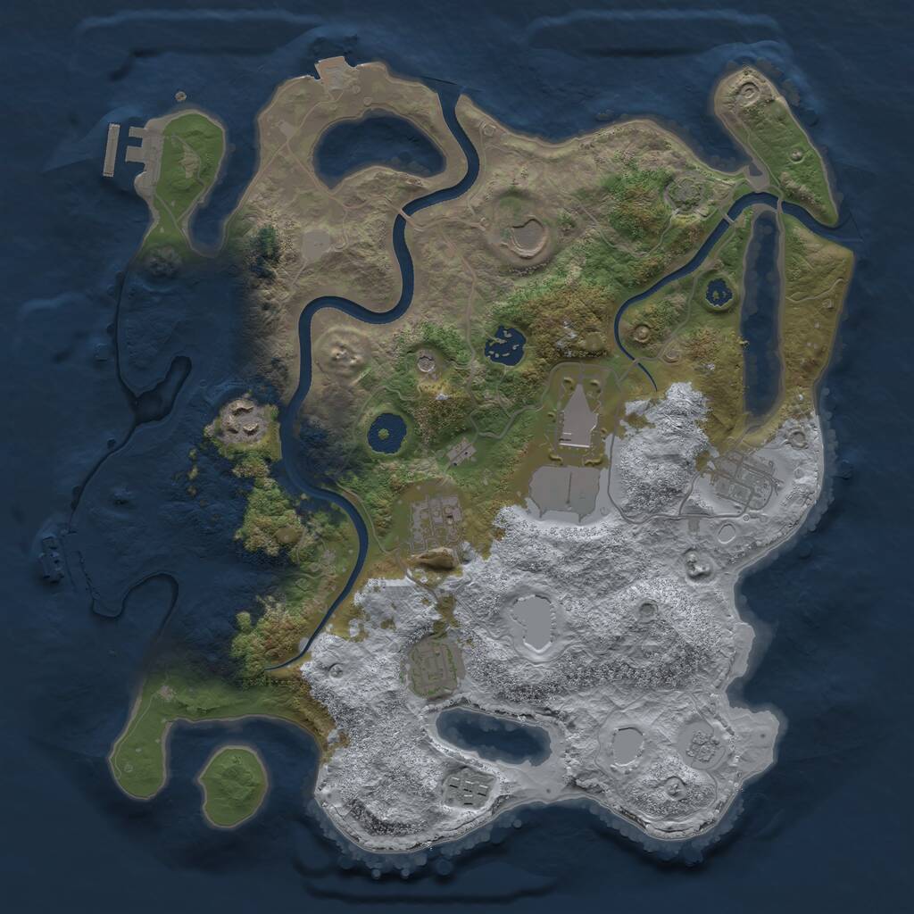 Rust Map: Procedural Map, Size: 3500, Seed: 766934815, 14 Monuments