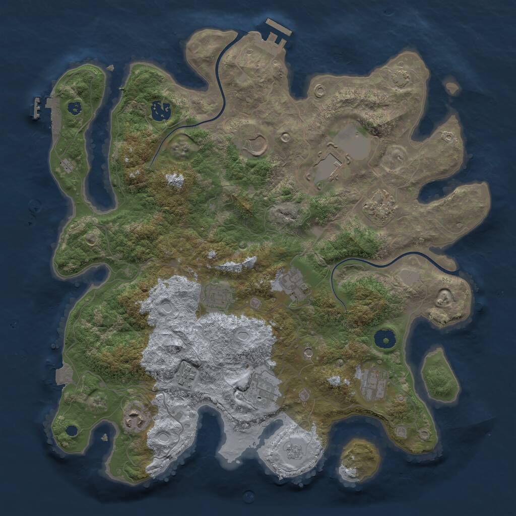 Rust Map: Procedural Map, Size: 3750, Seed: 366983285, 16 Monuments