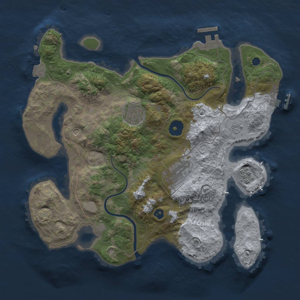 Rust Map: Procedural Map, Size: 3000, Seed: 880931470, 9 Monuments