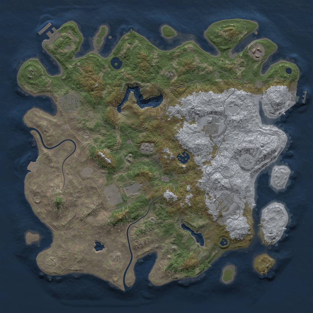 Rust Map: Procedural Map, Size: 4000, Seed: 1297860792, 13 Monuments