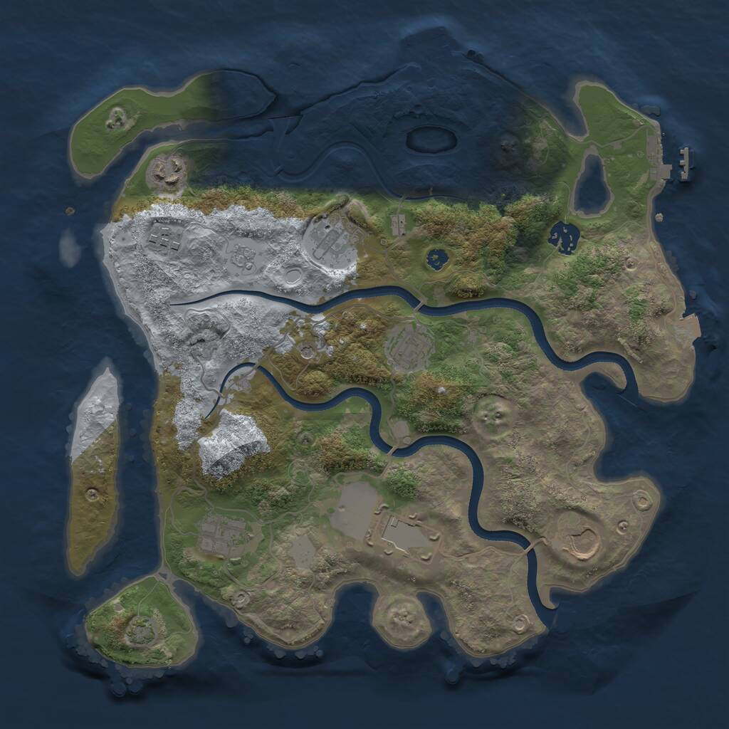 Rust Map: Procedural Map, Size: 3500, Seed: 412679639, 14 Monuments